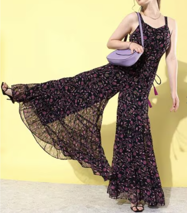 Women Floral Print Jumpsuit with Insert Pockets - Image 3